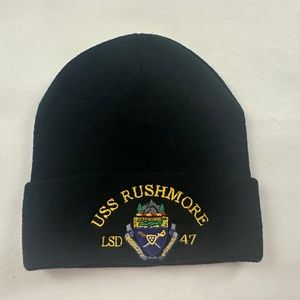 New USS Rushmore LSD 47 Knit Logo Cuffed The Corps United States Black Beanie